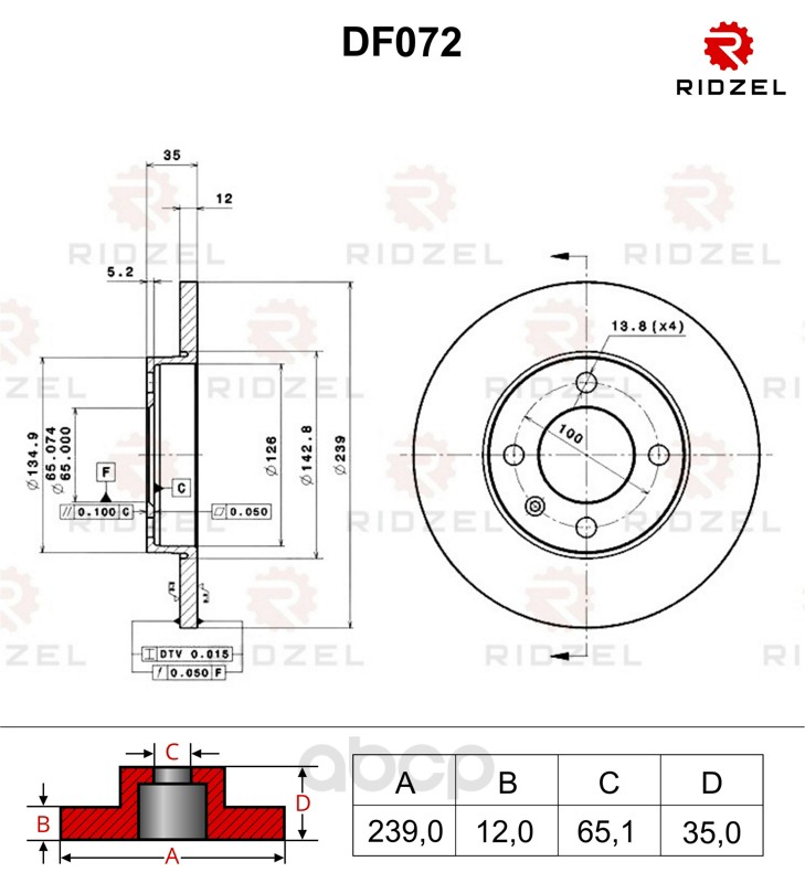 

Тормозной диск RIDZEL DF072 передний