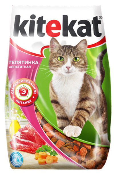 

Сухой корм для кошек Kitekat, телятинка аппетитная, 10шт по 800г, телятина 0,8 кг, 10 шт