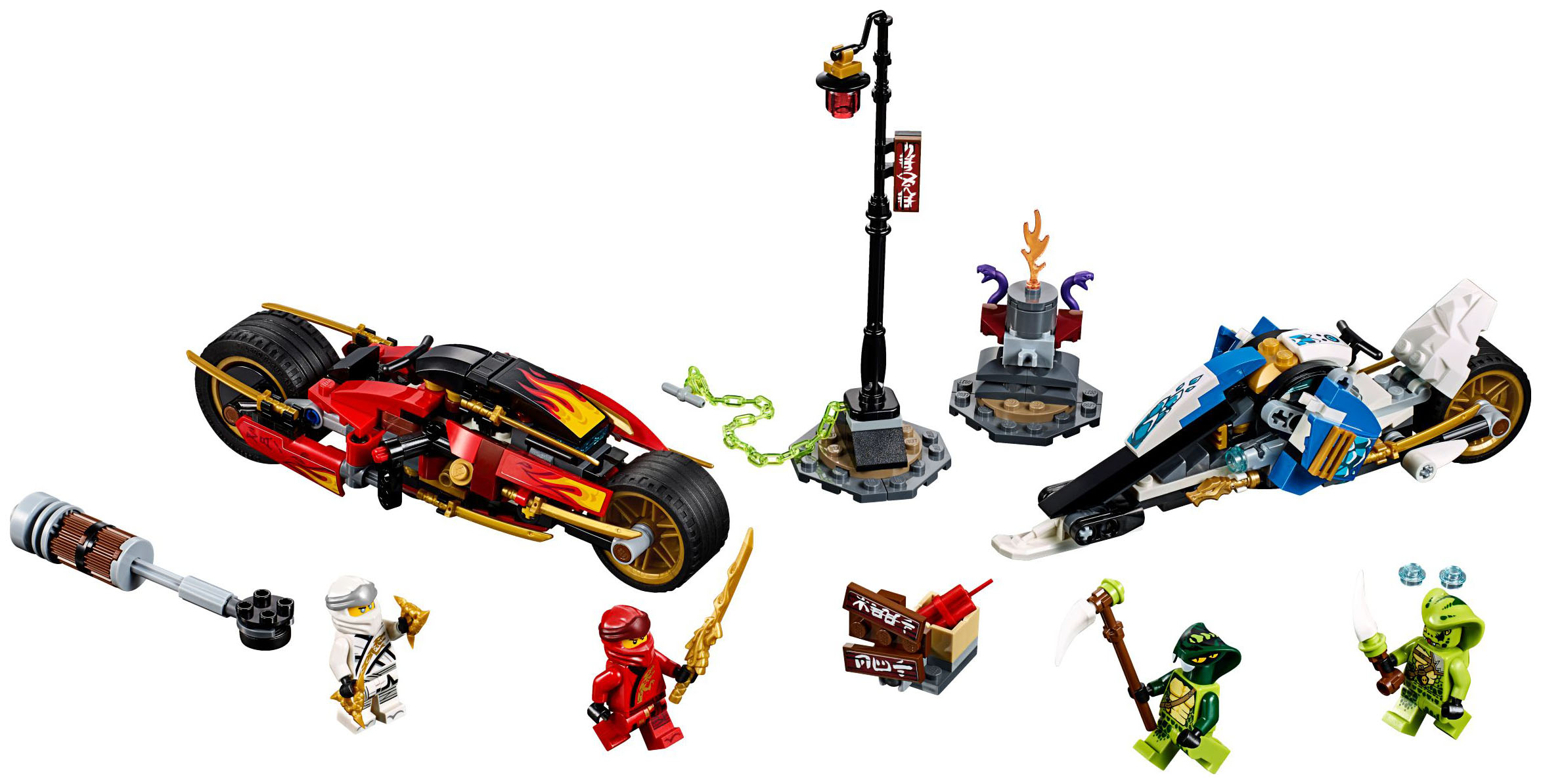 Конструктор LEGO Ninjago 70667 Мотоцикл-клинок Кая и снегоход Зейна конструктор lego ninjago 71738 битва с роботом зейна
