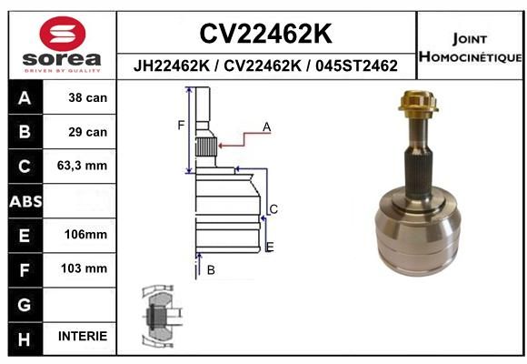 Шрус EAI CV22462K