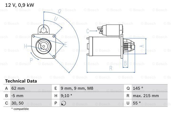 

Стартер BOSCH 0 986 013 850