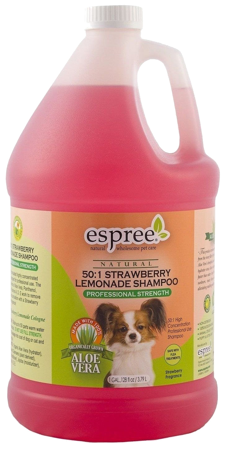 фото Шампунь для кошек и собак espree natural strawberry lemonade, суперконцентрат, 3,7 л