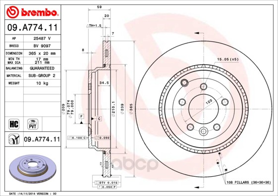 фото Тормозной диск brembo 09a77411