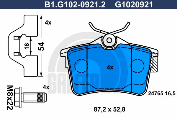 

Комплект тормозных дисковых колодок GALFER B1.G102-0921.2