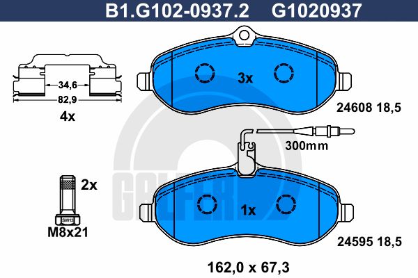 

Комплект тормозных дисковых колодок GALFER B1.G102-0937.2