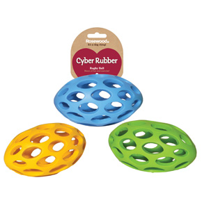 фото Жевательная игрушка для собак rosewood сyber rubber мяч регби, в ассортименте, 15 см