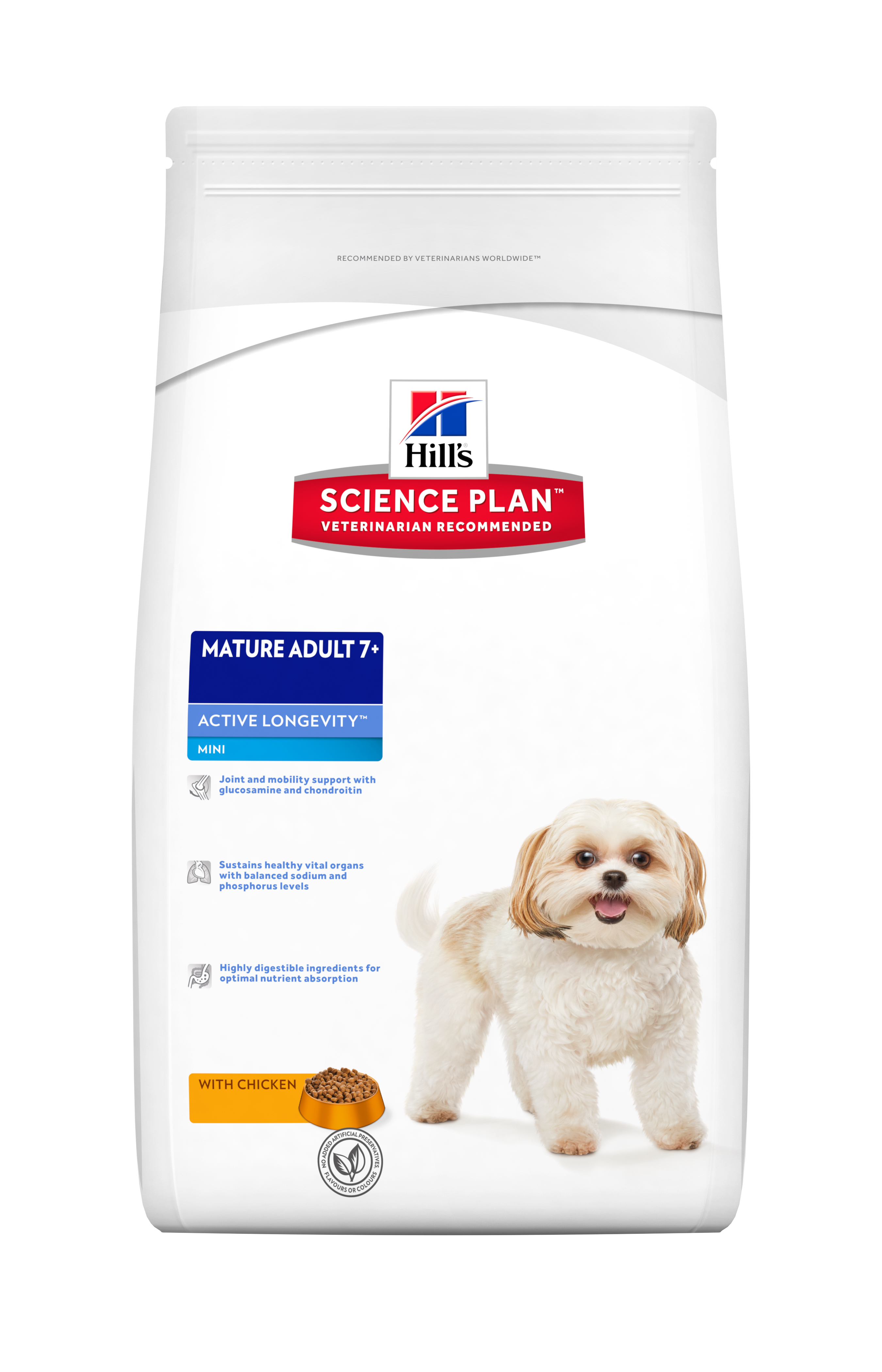 

Сухой корм для собак Hill's Science Plan Mature Adult 7+ Active Longevity Mini, курица,3кг, Science Plan Mature Adult 7+ Active Longevity Mini