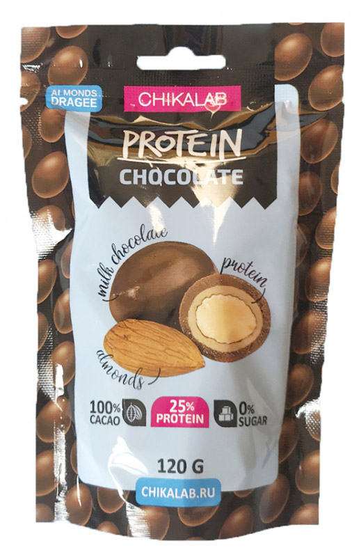 Протеиновое драже в шоколаде Chikalab protein chocolate миндаль в шоколаде 120 г