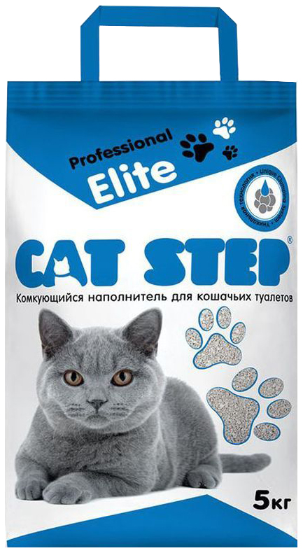 фото Комкующийся наполнитель для кошек cat step professional elite бентонитовый, 5кг