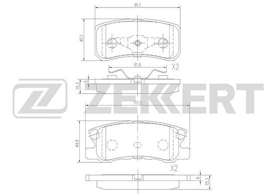 фото Комплект тормозных колодок, дисковый тормоз zekkert bs-1359