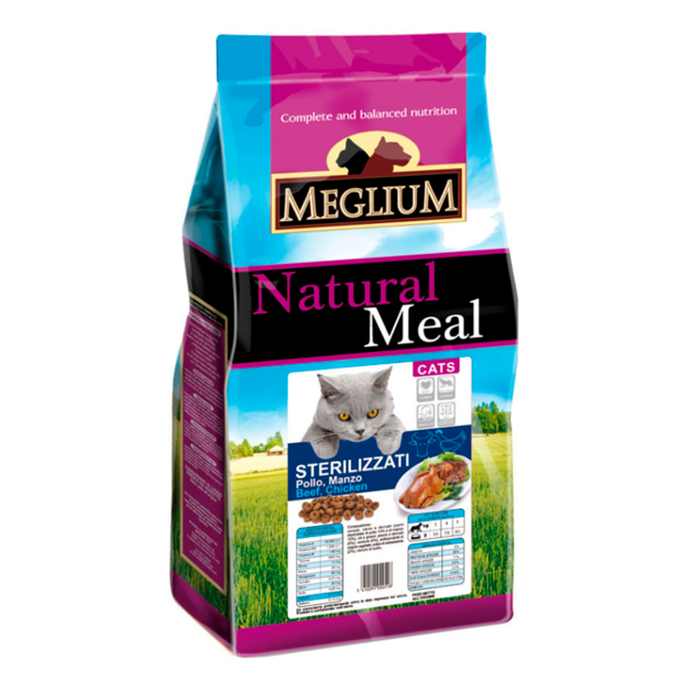 Сухой корм для кошек Meglium Neutered, для стерилизованных, говядина, курица, 3 кг