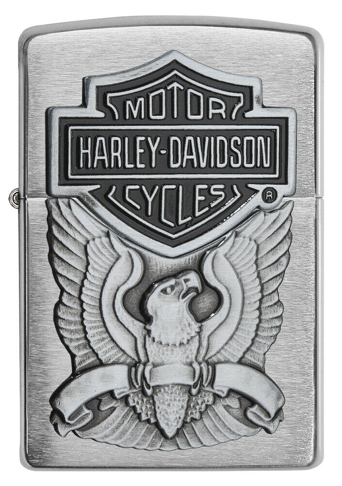 

Бензиновая зажигалка Zippo Harley-Davidson Eagle Logo Emblem Brushed Chrome, Harley-Davidson Eagle Logo Emblem