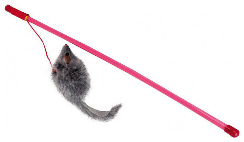 Дразнилка для кошек Котенок Меховая мышь пластик, искусственный мех, разноцветный, 100 см