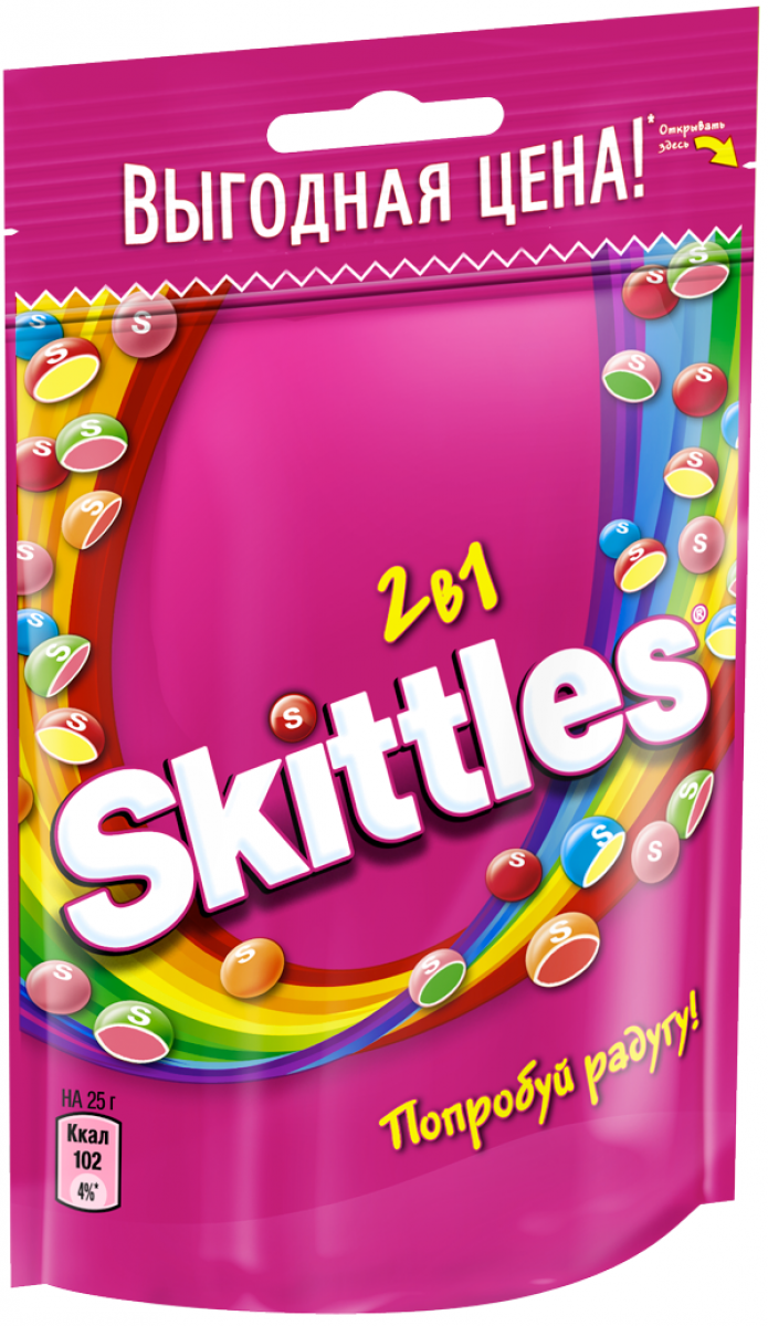 Жевательная конфета Skittles Pouch в глазури 2 в1 100 г