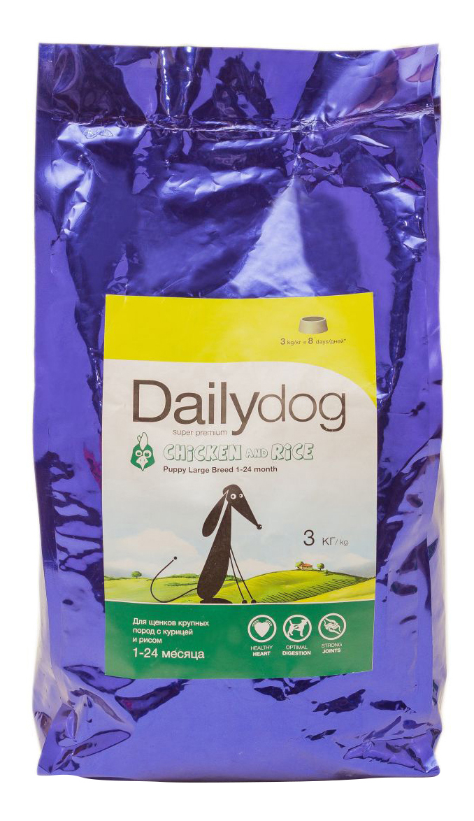 

Сухой корм для щенков Dailydog Puppy Large Breed, для крупных пород, курица и рис, 3кг, Puppy Large Breed