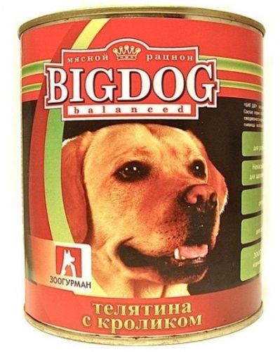 фото Консервы для собак зоогурман big dog, телятина с кроликом, 850г