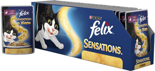 фото Влажный корм для кошек felix sensation, утка со шпинатом85г