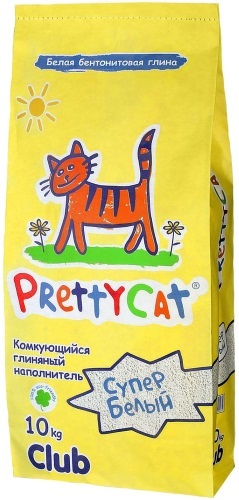 фото Комкующийся наполнитель для кошек prettycat супер белый бентонитовый, 10 кг, 40 л