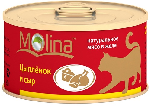 фото Консервы для кошек molina, с цыпленком и сыром в желе, 80г