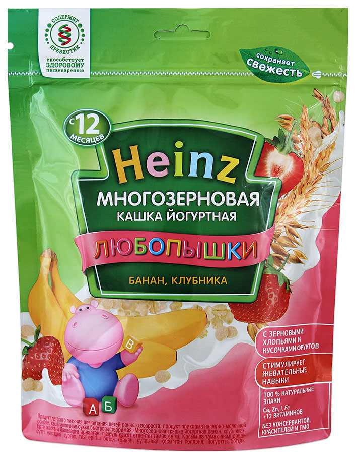 Многозерновая каша heinz любопышки с бананом и клубникой