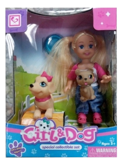 

Кукла Girl&Dog с аксессуарами Shantou Gepai 1512Z122 12 см, Girl&dog с аксессуарами