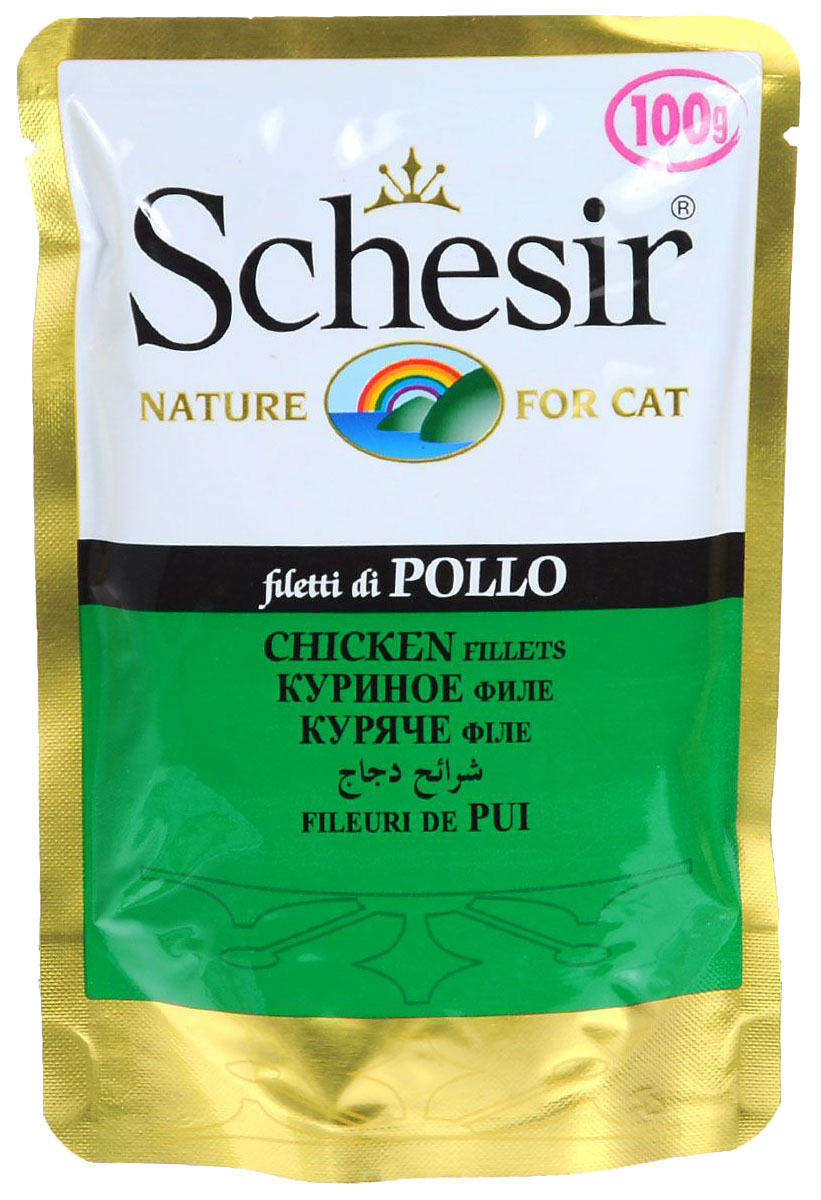 фото Влажный корм для кошек schesir, курица, 20шт, 100 г