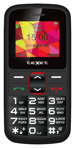 фото Мобильный телефон texet tm-b217 black/red