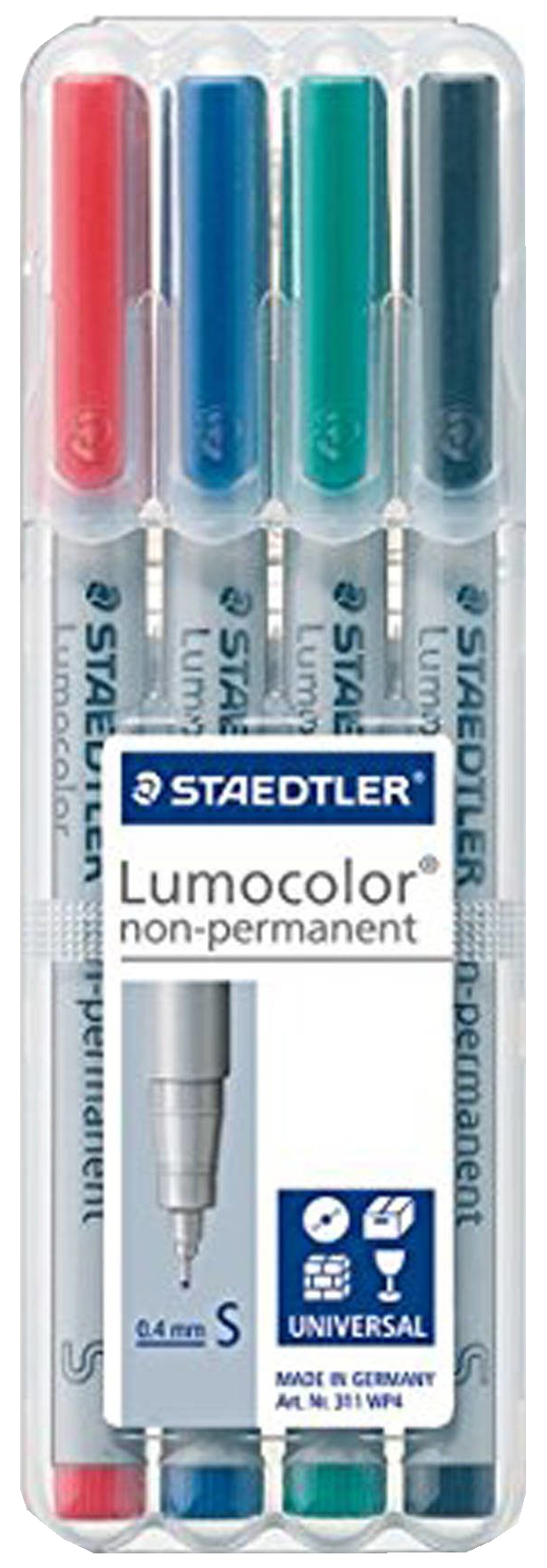 

Набор маркеров неперманентных Staedtler Lumocolor 1-2,5 мм 4 цвета, 312WP4 Lumocolor