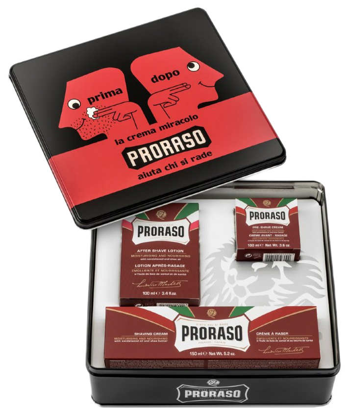 Набор для бритья Proraso Vintage Selection Primadopo 350 мл шляпная коробка красная 23 х 23 см