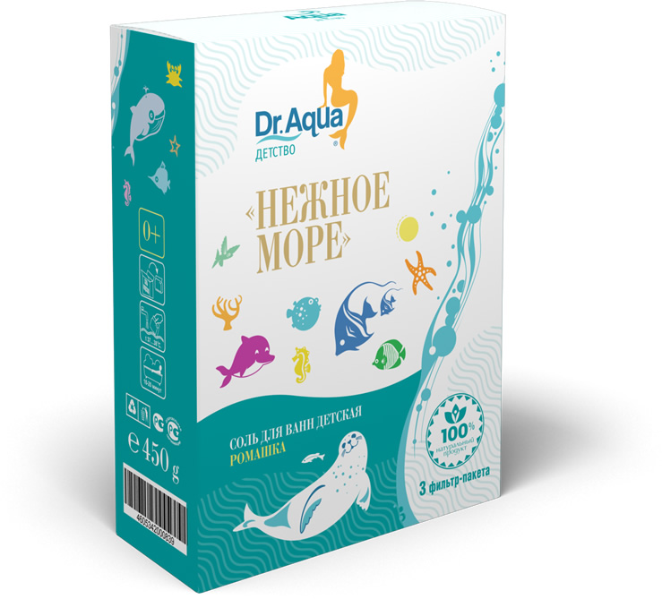 Соль для ванн детская с экстр. Ромашки 'Нежное море' Dr. Aqua 450 гр детство тёмы