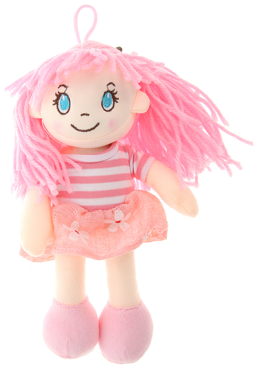 фото Кукла мягконабивная, 20 см (в розовом платье в цветочек) abtoys