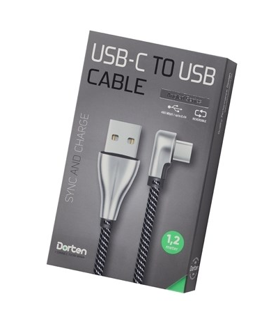 фото Кабель dorten lightning to usb cable angled series 90° 1,2 м silver