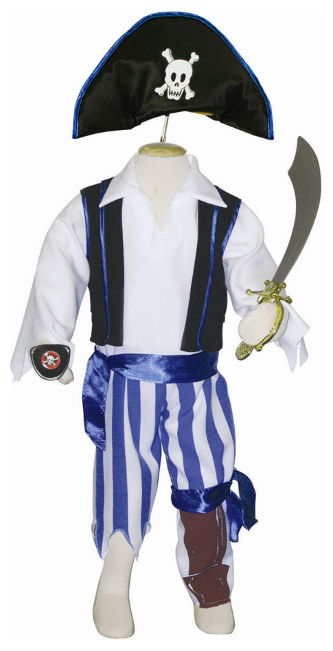 фото Карнавальный костюм travis designs пират, цв. белый; черный; голубой р.98