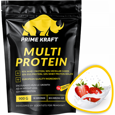 Протеин Prime Kraft Multi Protein, 900 г, клубничный йогурт