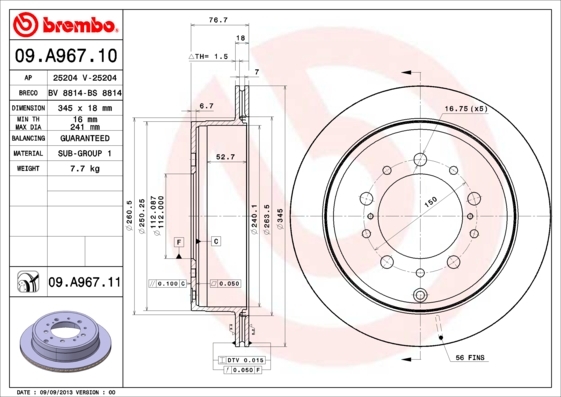 фото Тормозной диск brembo 09a96711