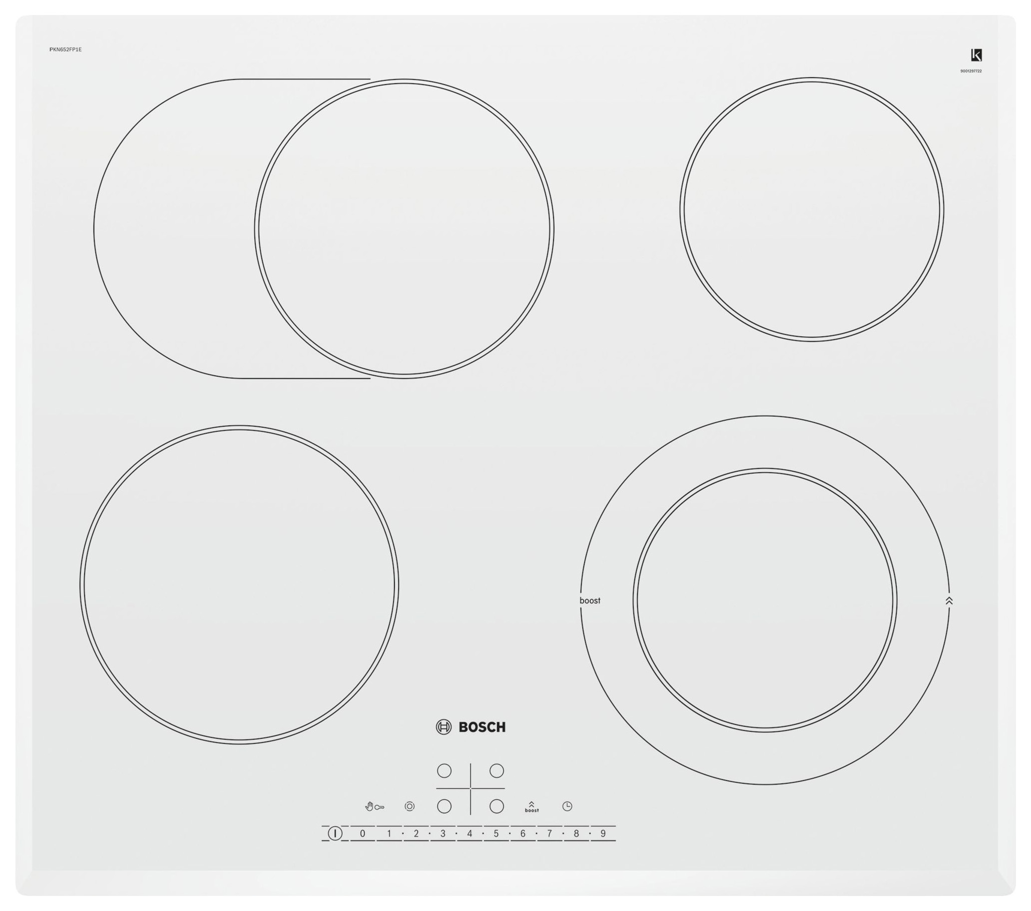 фото Встраиваемая варочная панель электрическая bosch pkn 652 fp 1e white