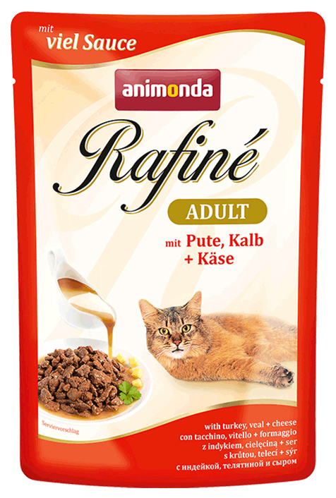 фото Влажный корм для кошек animonda rafine adult, индейка, телятина и сыр, 100г