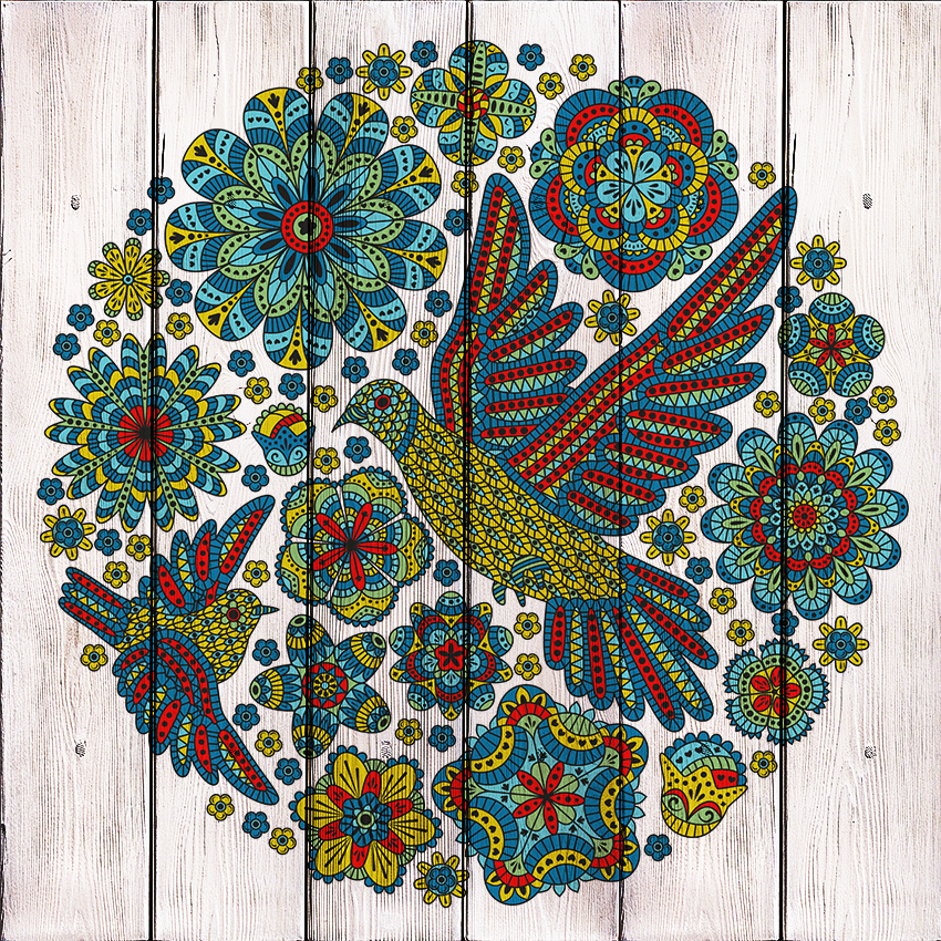

Картина на дереве Этника Голуби 120x120 см, Дом Корлеоне