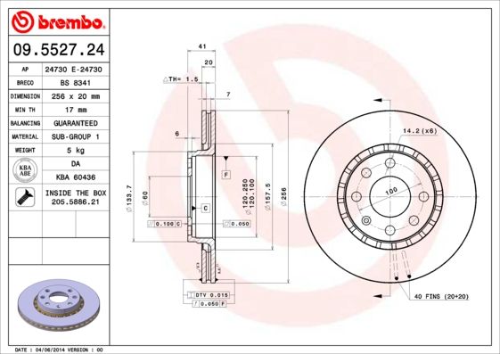 фото Тормозной диск brembo 09.5527.24