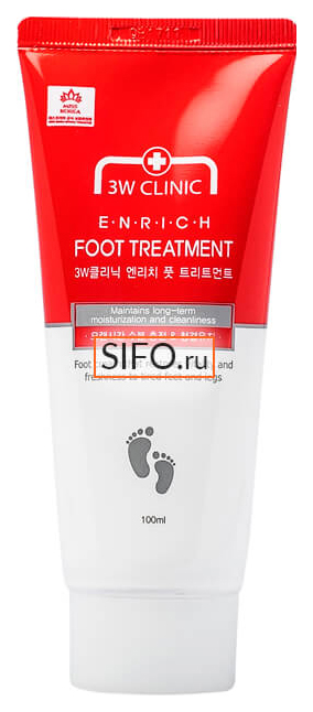 Крем для ног 3W Clinic Enrich Foot Treatment 100 мл dr foot интенсивный жидкий тальк для ног от потливости и неприятного запаха 75