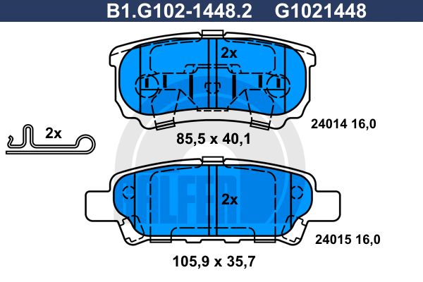 

Тормозные колодки GALFER дисковые B1G10214482
