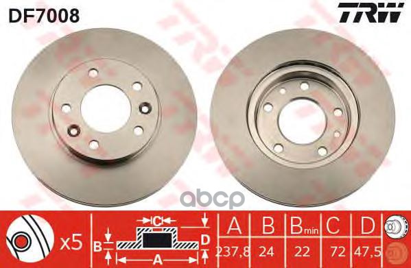 фото Тормозной диск trw/lucas df7008