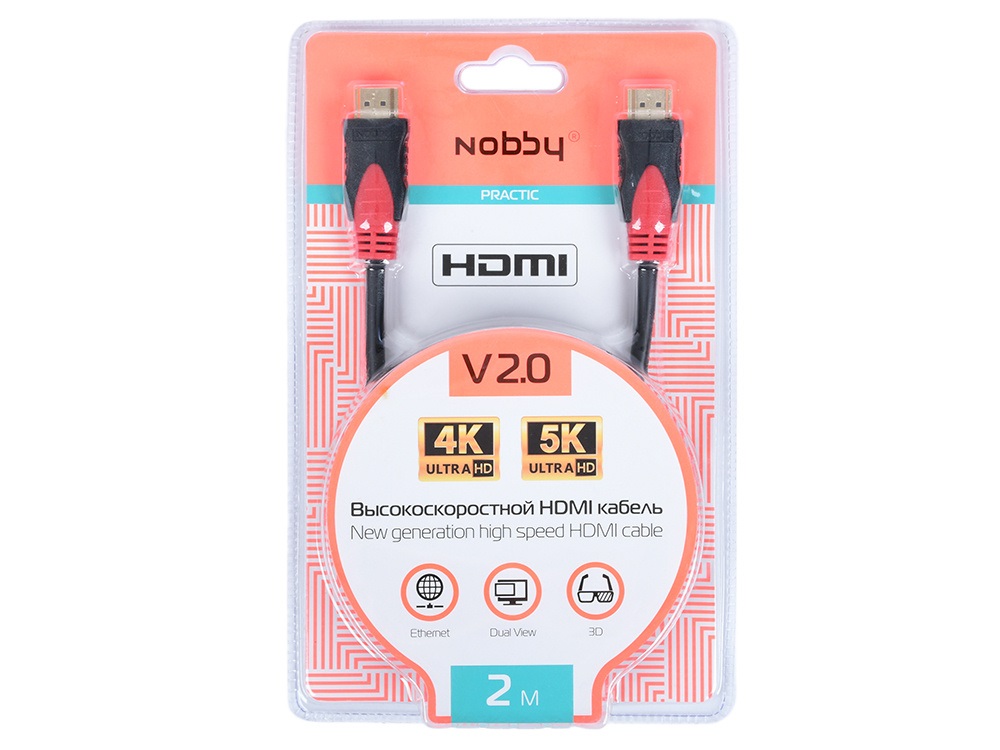 фото Кабель nobby hdmi - hdmi 2м black (nbp-hc-20-01)