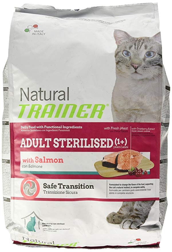 фото Сухой корм для кошек trainer natural adult sterilised, для стерилизованных, лосось, 10кг