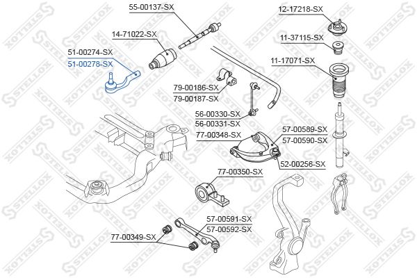 

Наконечник поперечной рулевой тяги STELLOX 51-00278-SX