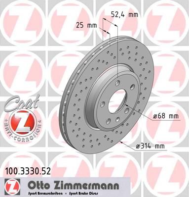 фото Тормозной диск zimmermann 100.3330.52