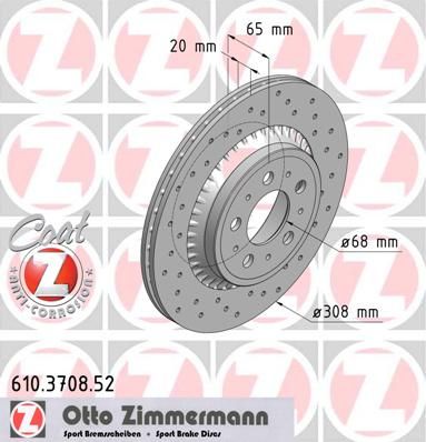 фото Тормозной диск zimmermann 610.3708.52