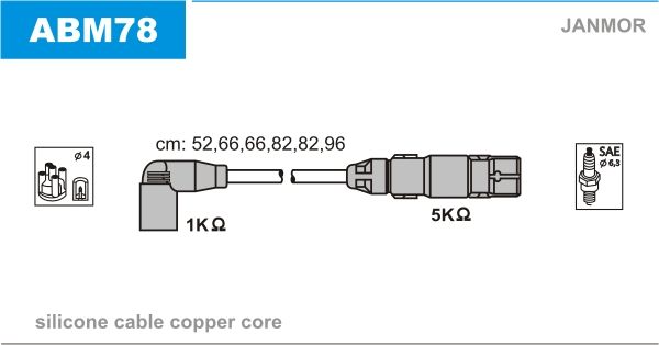 

Комплект проводов зажигания JANMOR ABM78