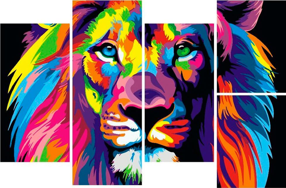 

Картина по номерам Paintboy Радужный лев, модульная, Радужный лев