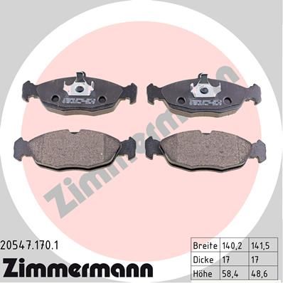 фото Комплект тормозных колодок, дисковый тормоз zimmermann 20547.170.1